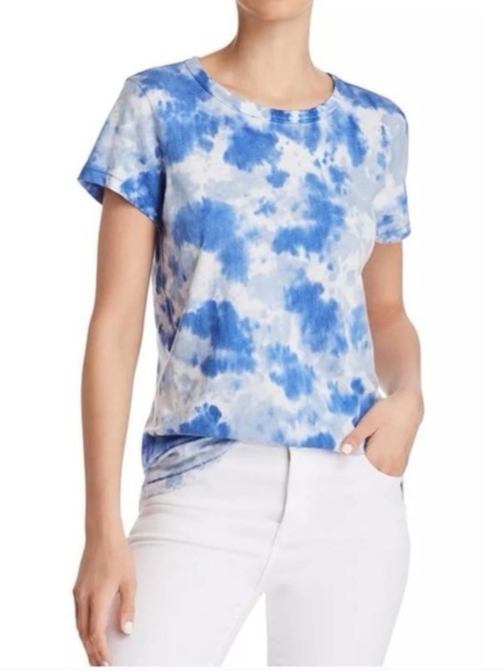 rag & bone Blue and White Tie-Dye Short Sleeve Tee